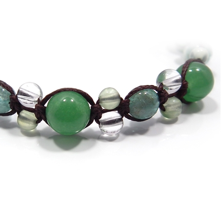 アベンチュリン×アパタイト×水晶×プレナイト 天然石 編み込みブレスレット