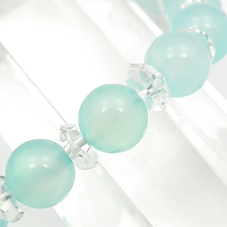 シーブルーカルセドニー×水晶 天然石 ブレスレット