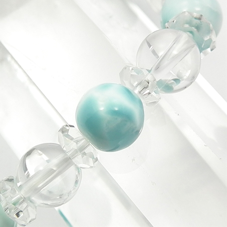 ラリマー×水晶 天然石 ブレスレット