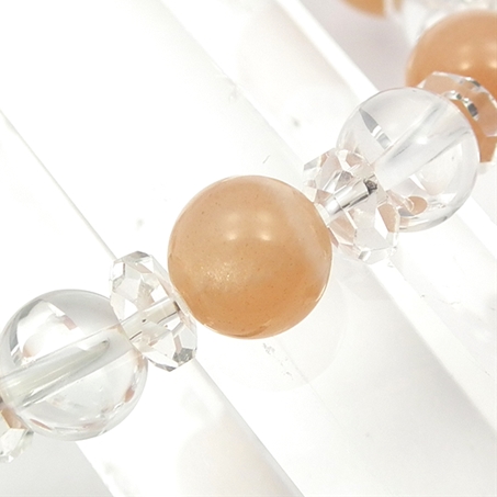 サンムーンストーン×水晶 天然石 ブレスレット