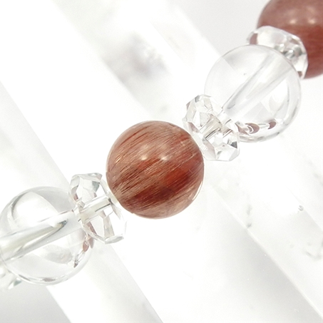 レッドルチルクォーツ×水晶 天然石 ブレスレット