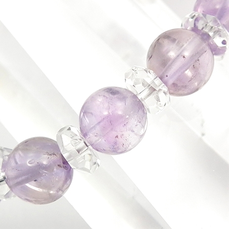 ラベンダーアメジスト×水晶 天然石 ブレスレット