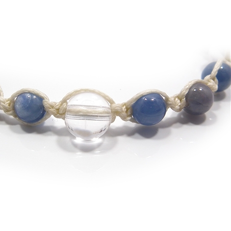 カイヤナイト×タンザナイト×水晶 天然石 編み込みブレスレット