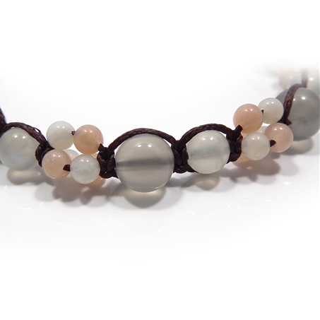 ムーンストーン 天然石 編み込みブレスレット