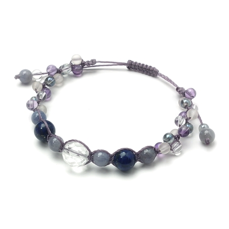 ラピスラズリ×タンザナイト×ラベンダーアメジスト 天然石 編み込みブレスレット