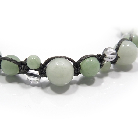 翡翠×水晶 天然石 編み込みブレスレット