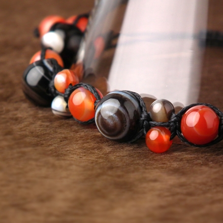 天眼石×赤天眼石 天然石 編み込みブレスレット