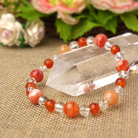 サードオニキス×カーネリアン×水晶 天然石 ブレスレット