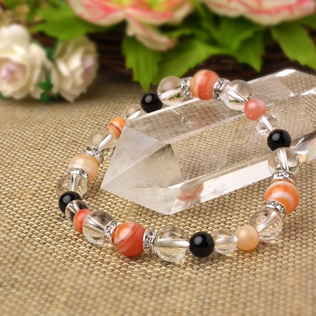 サードオニキス×オニキス×水晶 天然石 ブレスレット
