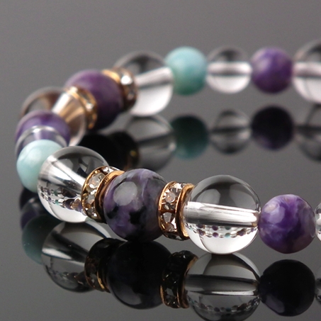 チャロアイト×ラリマー×水晶 天然石 ブレスレット