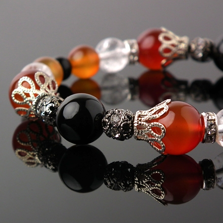カーネリアン×オニキス×クラッククリスタル 天然石 ブレスレット