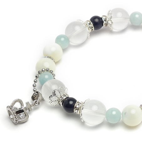 サファイア×アクアマリン×マザーオブパール 天然石 ブレスレット