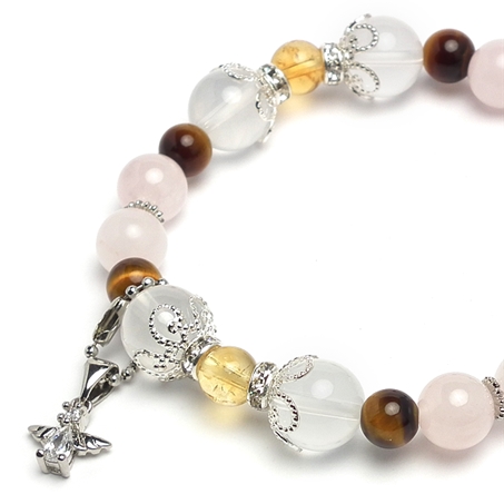 シトリン×タイガーアイ×ローズクォーツ 天然石 ブレスレット