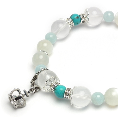 ターコイズ×アクアマリン×シルバームーンストーン 天然石 ブレスレット