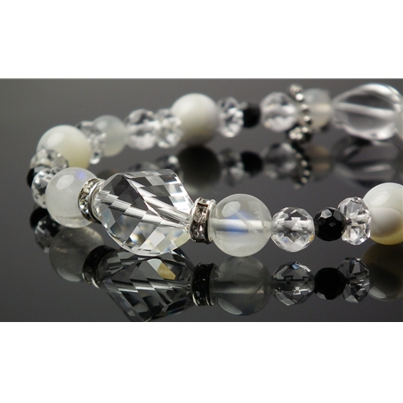 ブルームーンストーン×シルバームーンストーン×マザーオブパール 天然石 ブレスレット