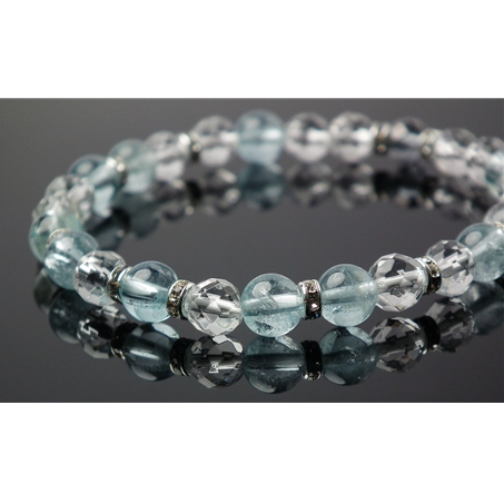 ブルートパーズ×水晶×オーラクォーツ 天然石 ブレスレット