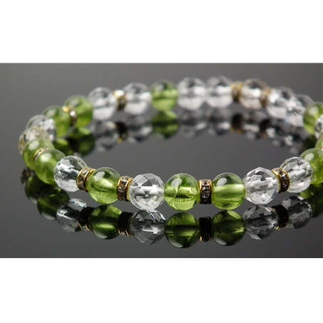 ペリドット×水晶×シャンパンカラークォーツ 天然石 ブレスレット