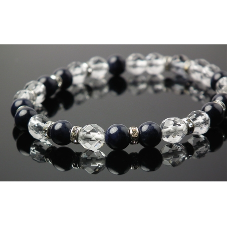 サファイア×水晶×オーラクォーツ 天然石 ブレスレット