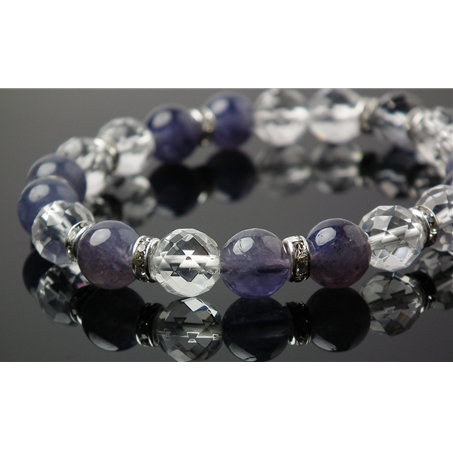 アイオライト×水晶×オーラクォーツ 天然石 ブレスレット