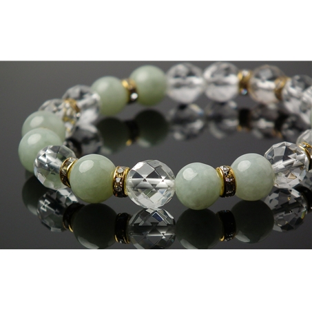 翡翠×水晶×シャンパンカラークォーツ 天然石 ブレスレット