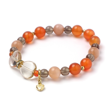 オレンジムーンストーン×スモーキークォーツ×カーネリアン 天然石 ブレスレット