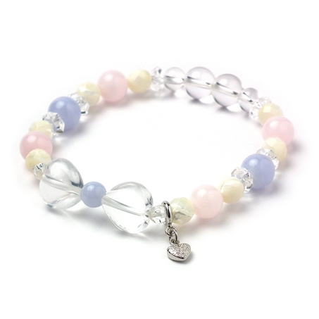 ブルーレースアゲート×ピンクカルサイト×マザーオブパール 天然石 ブレスレット
