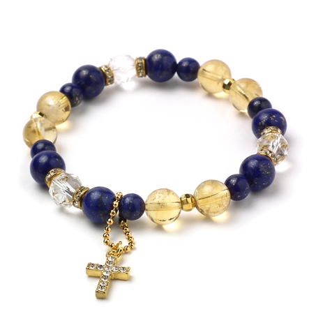 ラピスラズリ×シトリン×水晶 天然石 ブレスレット