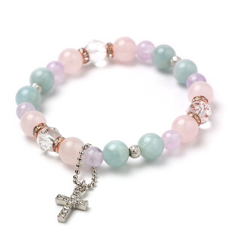 ローズクォーツ×ラベンダーアメジスト×アクアマリン 天然石 ブレスレット