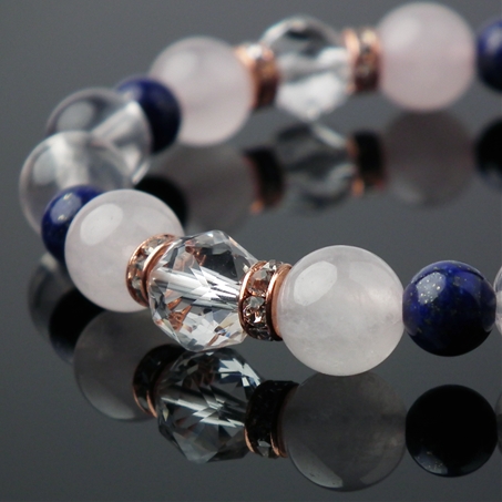 ローズクォーツ×ラピスラズリ×水晶 天然石 ブレスレット