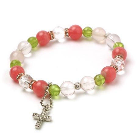 インカローズ×ペリドット×ローズクォーツ 天然石 ブレスレット