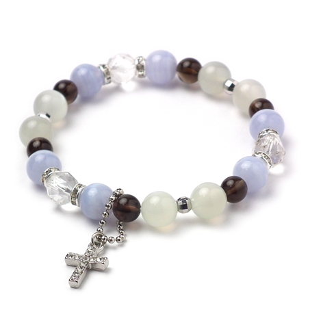 ブルーレースアゲート×シルバームーンストーン 天然石 ブレスレット