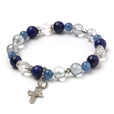 ラピスラズリ×カイヤナイト×水晶×オーラクォーツ 天然石 ブレスレット