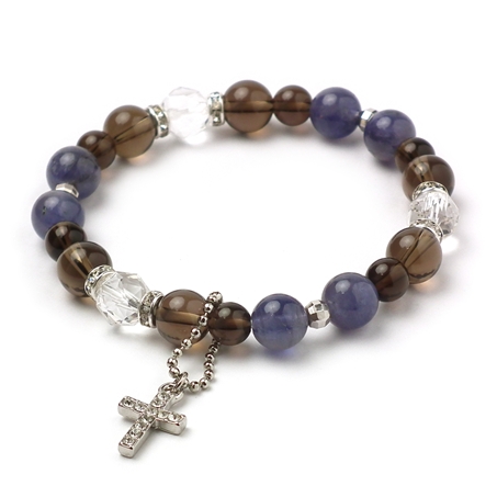 スモーキークォーツ×アイオライト 天然石 ブレスレット