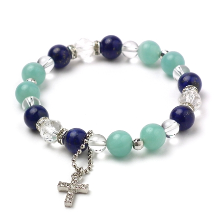 ラピスラズリ×水晶×アマゾナイト 天然石 ブレスレット