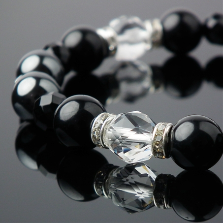 ブラックトルマリン×オニキス×ヘマタイト×水晶 天然石 ブレスレット