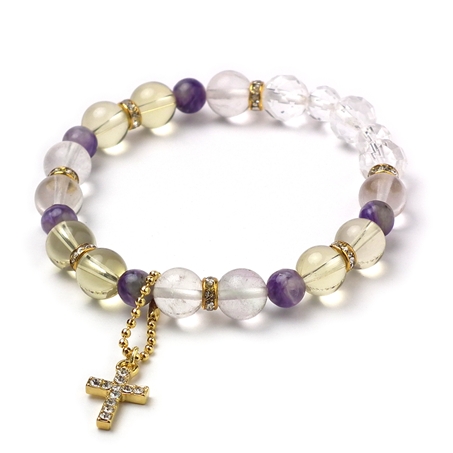 チャロアイト×レモンクォーツ×ホワイトフローライト 天然石 ブレスレット