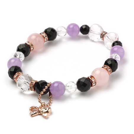 モルガナイト×ラベンダーアメジスト×オニキス 天然石 ブレスレット