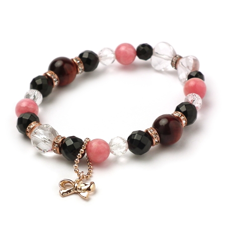 レッドタイガーアイ×インカローズ×オニキス 天然石 ブレスレット