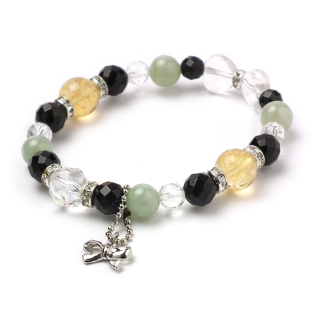 シトリン×翡翠×オニキス 天然石 ブレスレット