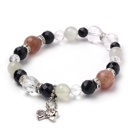 サンストーン×シルバームーンストーン×オニキス 天然石 ブレスレット