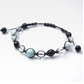 ラリマー×ブルータイガーアイ×水晶 天然石 編み込みブレスレット