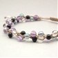 ラベンダーアメジスト×オニキス×水晶×ミルキークォーツ×オーラクォーツ 天然石 編み込みブレスレット