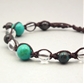 ターコイズ×クリソコラ×水晶 天然石 編み込みブレスレット