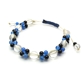 ブルーアゲート×オニキス×水晶 天然石 編み込みブレスレット