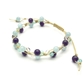 アメジスト×アクアマリン×シーブルーカルセドニー×水晶 天然石 編み込みブレスレット