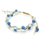 ブルーアゲート×ミルキークォーツ×シーブルーカルセドニー×オーラクォーツ 天然石 編み込みブレスレット