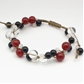 レッドアゲート×オニキス×ホワイトアゲート×水晶 天然石 編み込みブレスレット