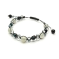 シルバームーンストーン×クリソコラ×水晶×オーラクォーツ 天然石 編み込みブレスレット