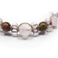 ユナカイト×ローズクォーツ×水晶×オーラクォーツ 天然石 編み込みブレスレット