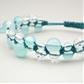 シーブルーカルセドニー×水晶 天然石 編み込みブレスレット